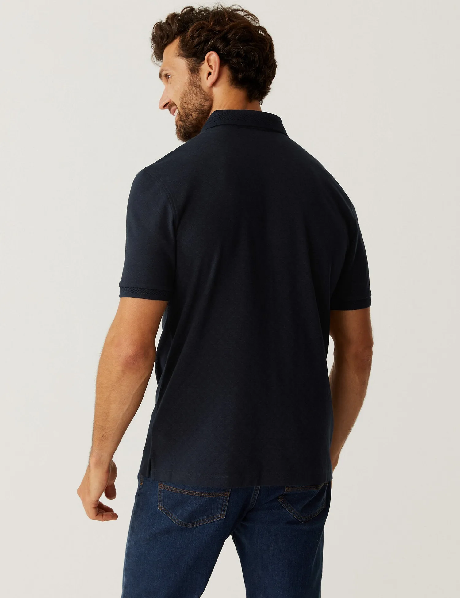 Cotton Blend Jacquard Polo Shirt