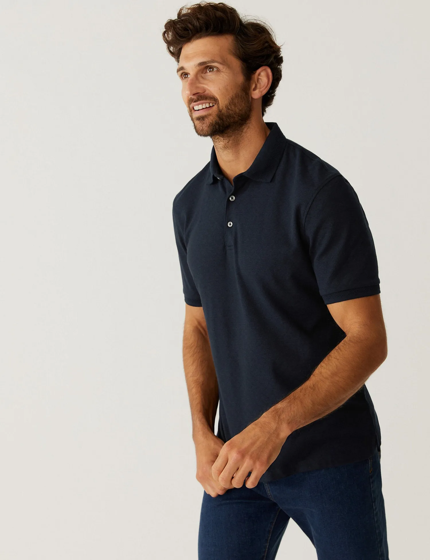 Cotton Blend Jacquard Polo Shirt