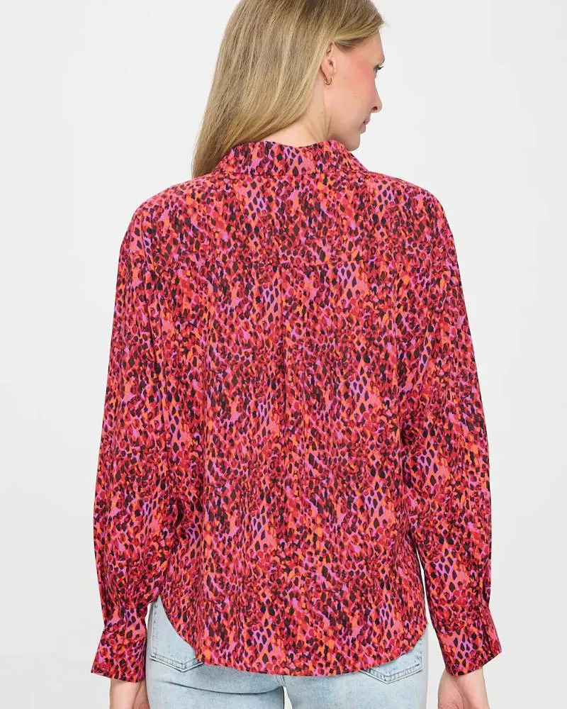 Geo Dot Long Sleeve Blouse