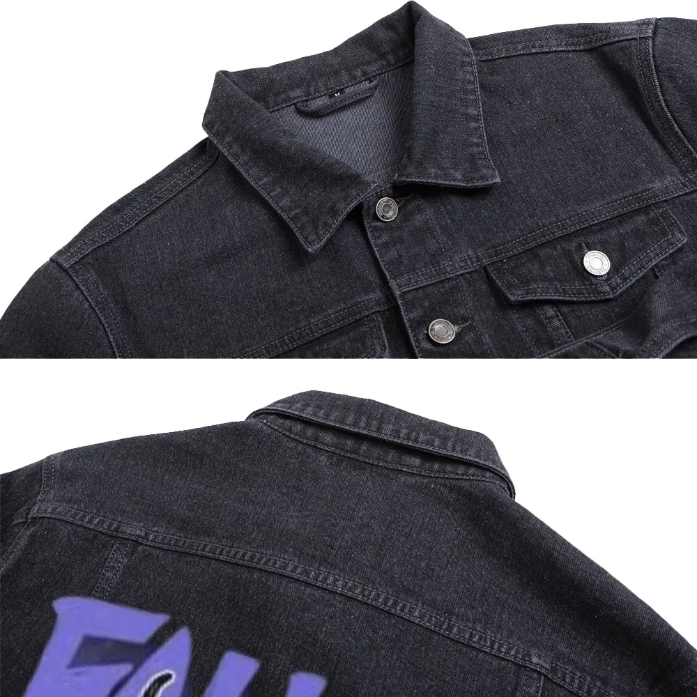 Mens Vintage Street Graphic Denim Jacket
