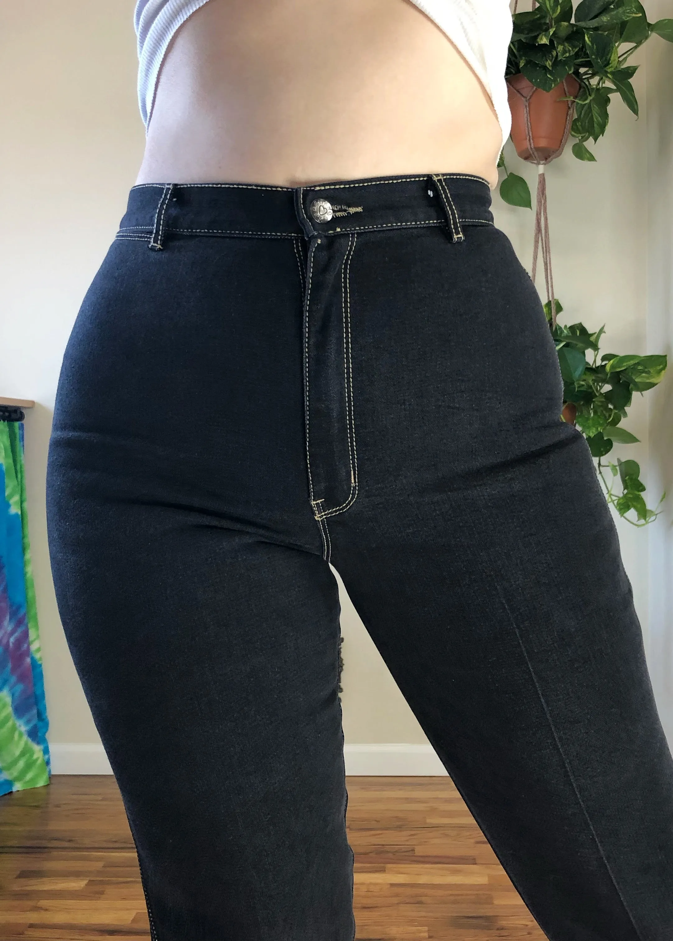 Vintage Gitano Black Jeans with Contrast Stitch - 2X
