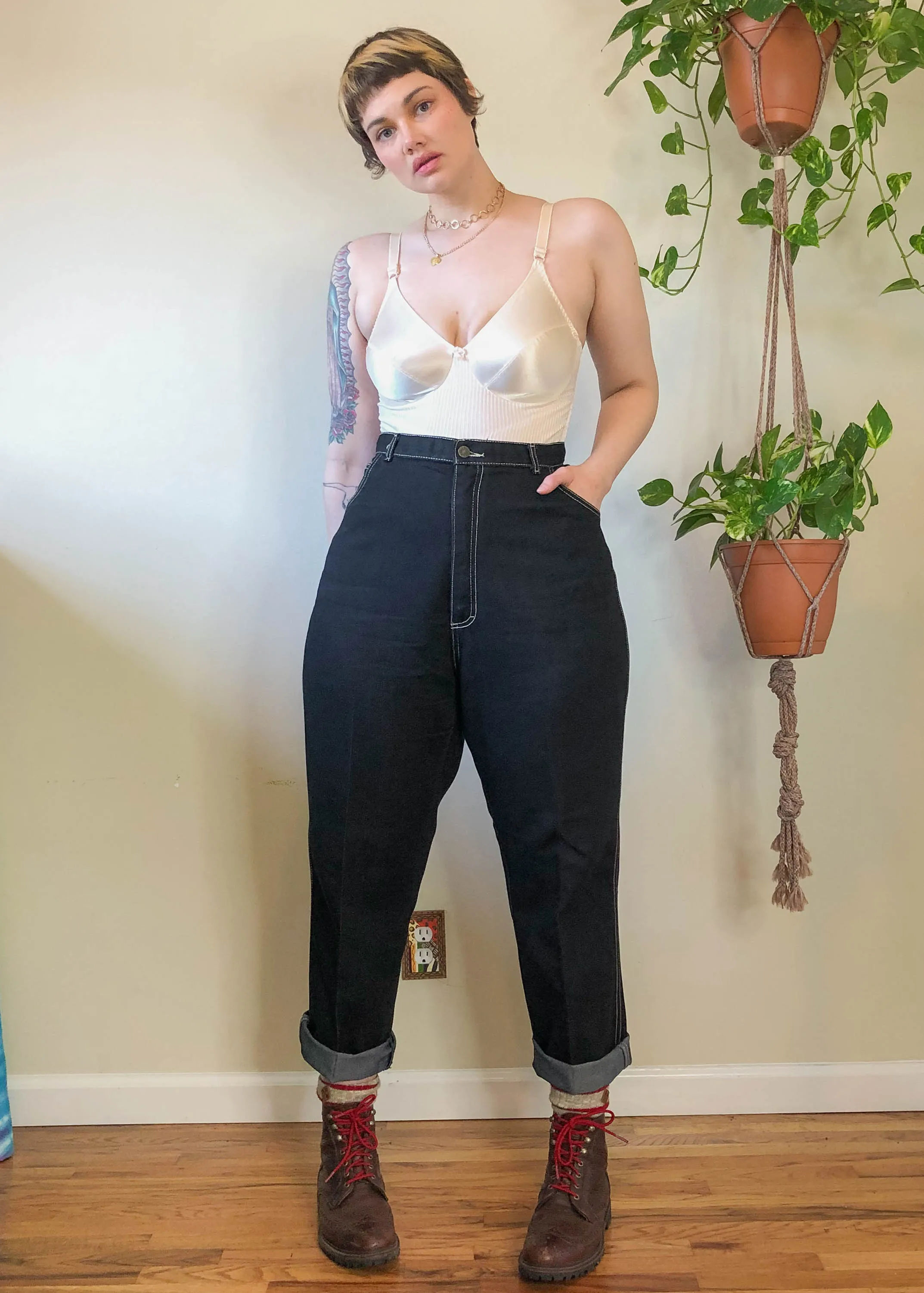 Vintage Gitano Black Jeans with Contrast Stitch - 2X