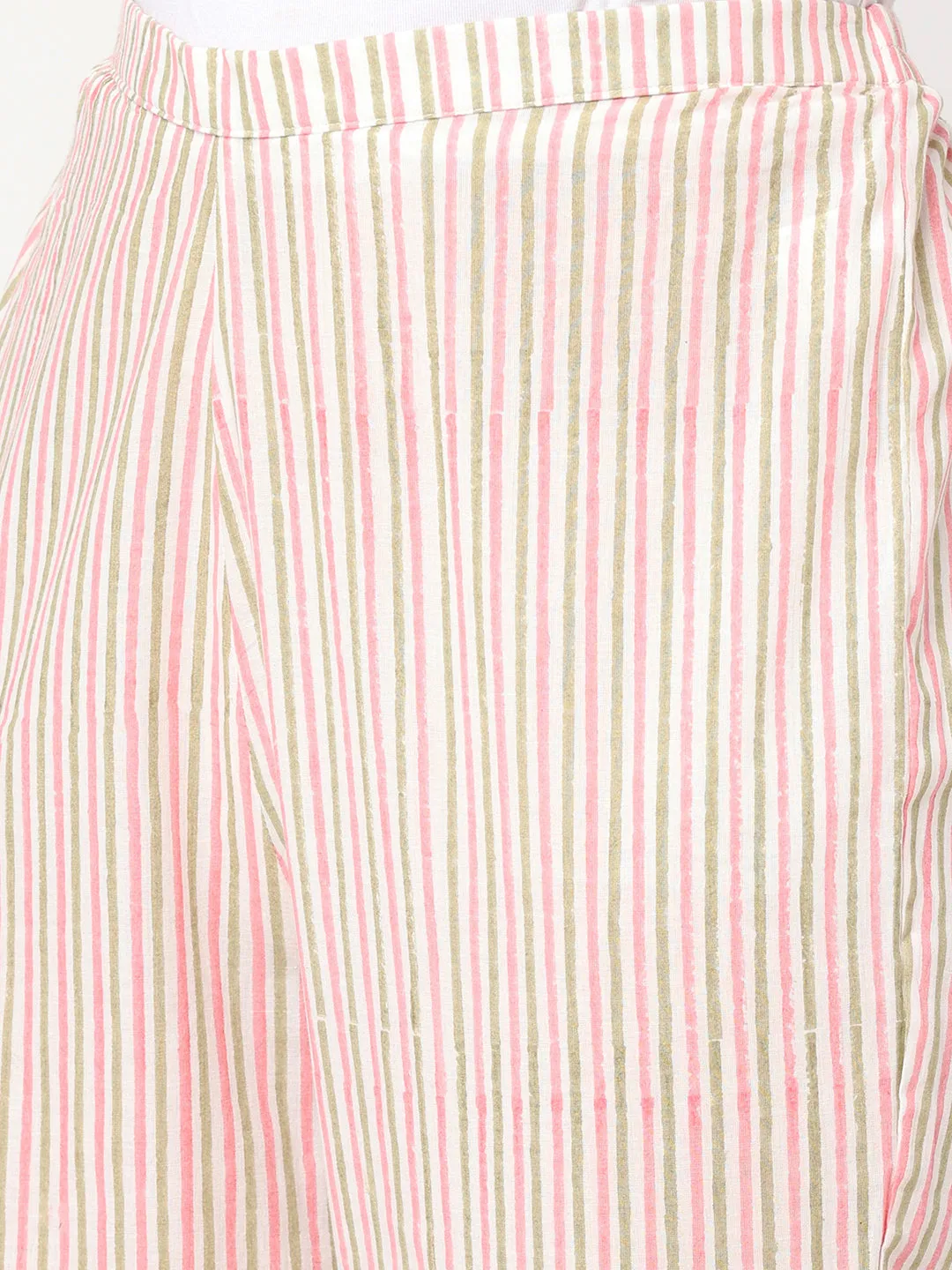 Women's Cream Cotton Regular Fit Pant